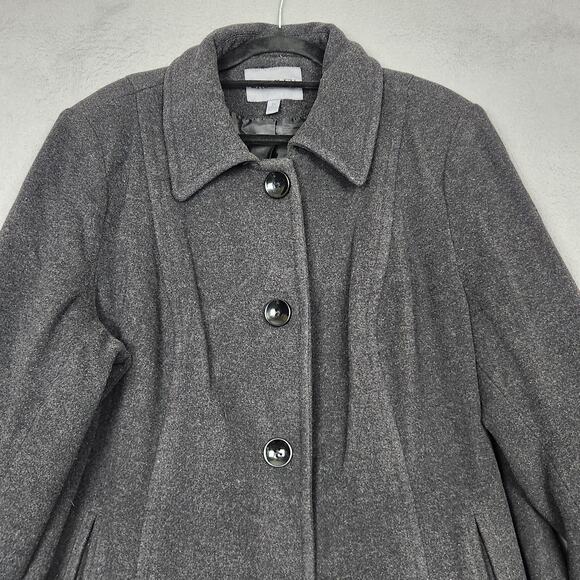 Bromley Collection Coat Womens 2X Gray Wool Blend Button Front Warm Lined - Picture 5 of 13